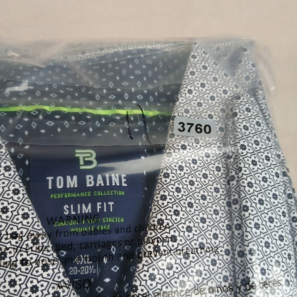 Tom‎ Baine 4XL 20-20.5 Mens Shirt Performance 4 Way Stretch Flip Cuff Geometric